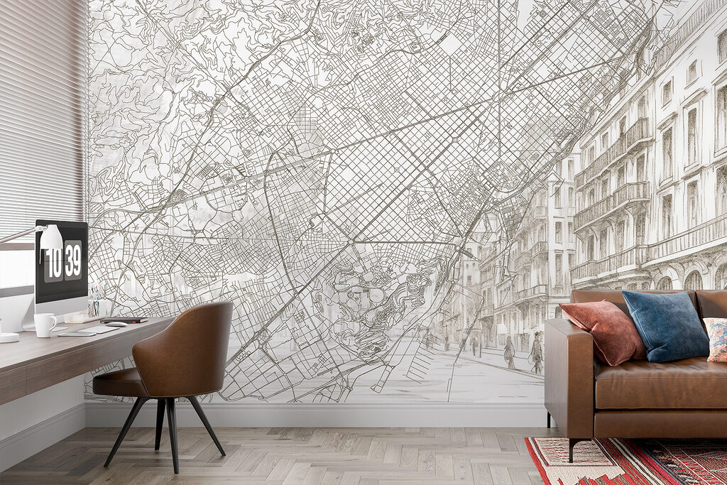 City map over facades — interior 5