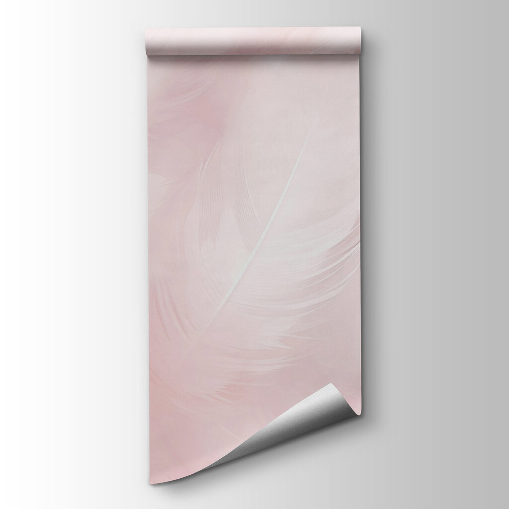 White feathers on pink — product view