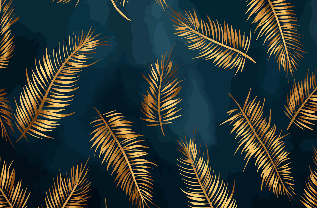 Golden palm fronds — full design