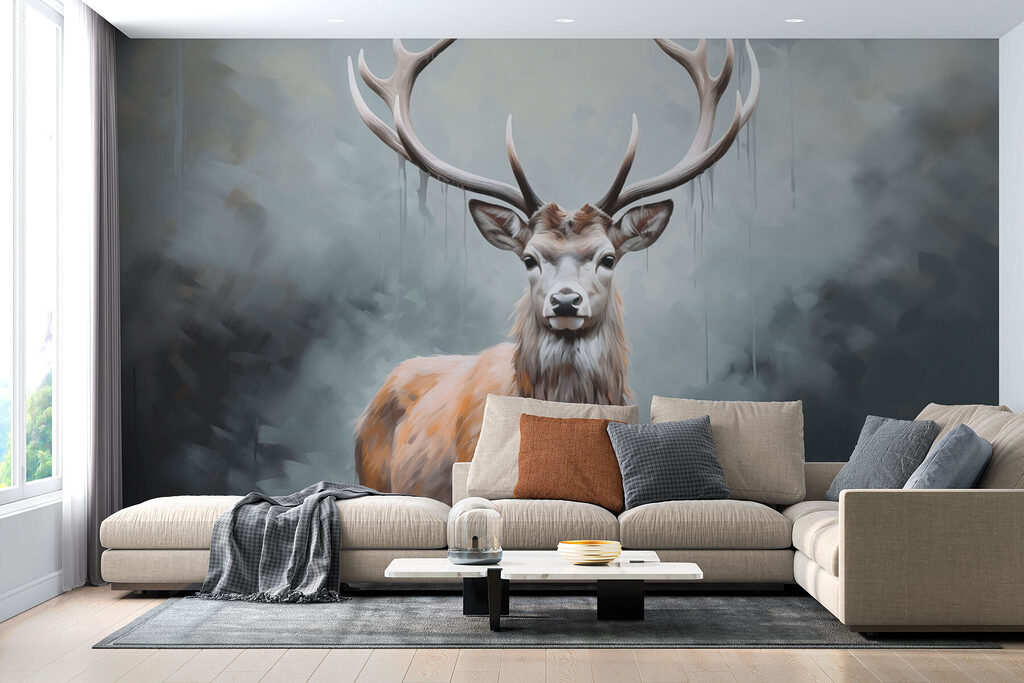 Stag in misty water — interior 2