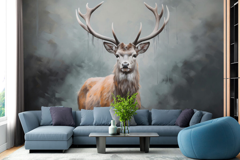 Stag in misty water — interior 4