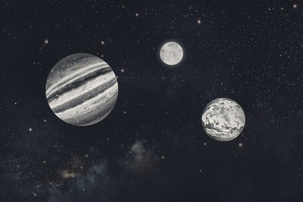 Black and white planets — full design