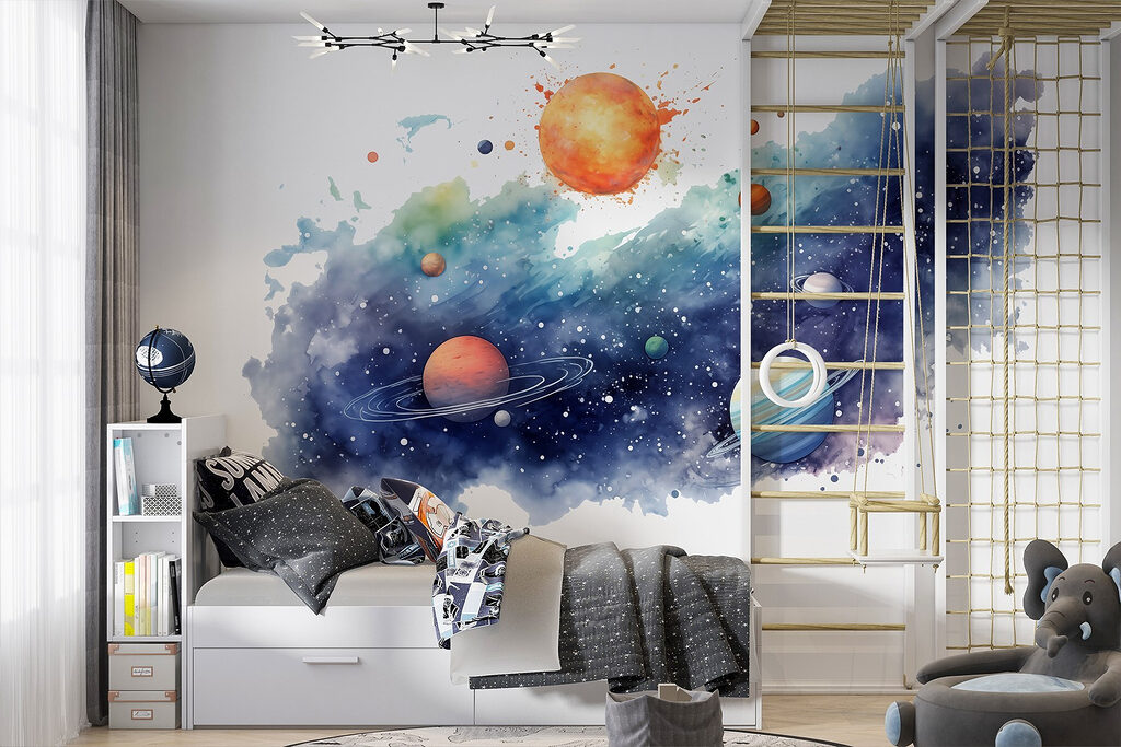 Watercolour Universe in an interior