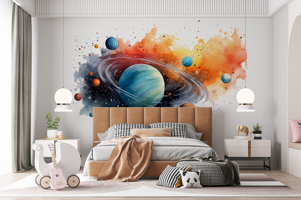 Ringed planet, colour splashes — interior 1