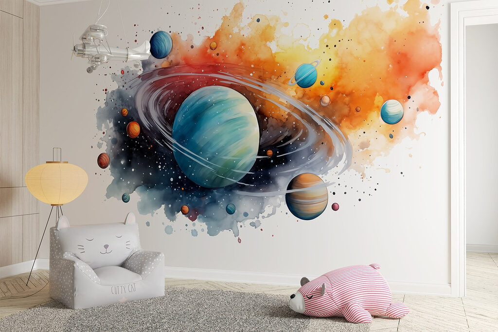 Ringed planet, colour splashes — interior 3