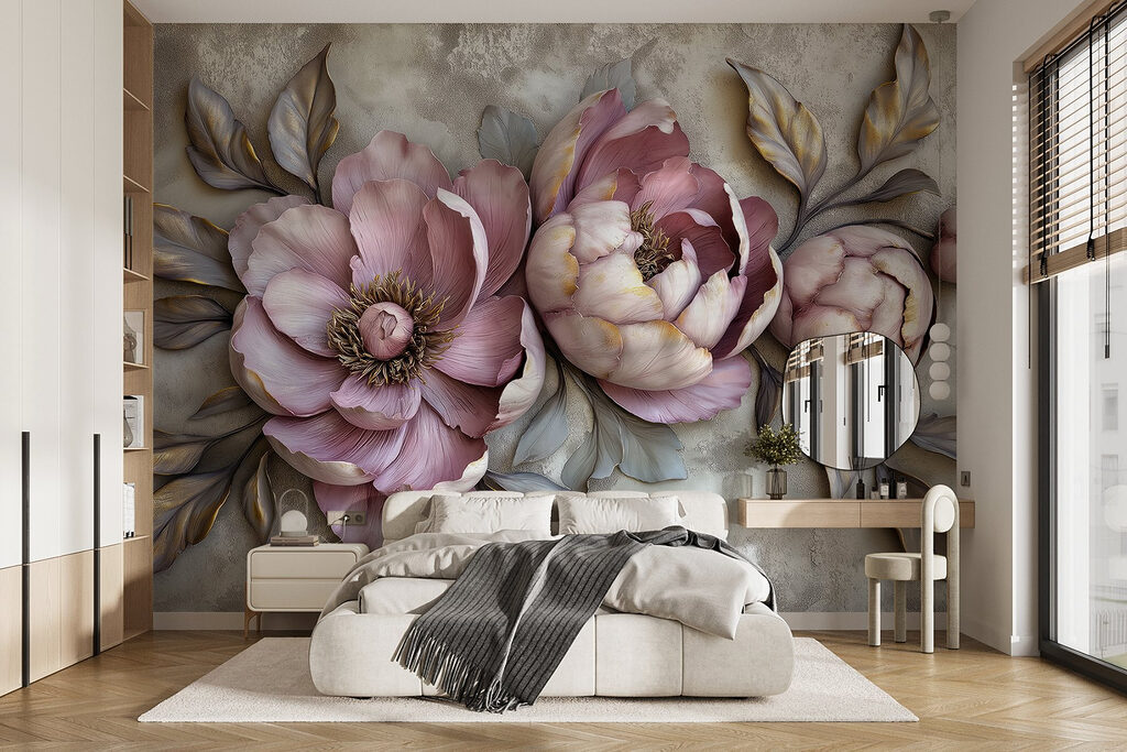 Lilac peonies in relief — interior 1