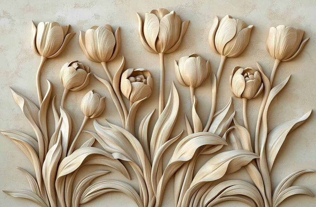 Tulips on long stems — full design