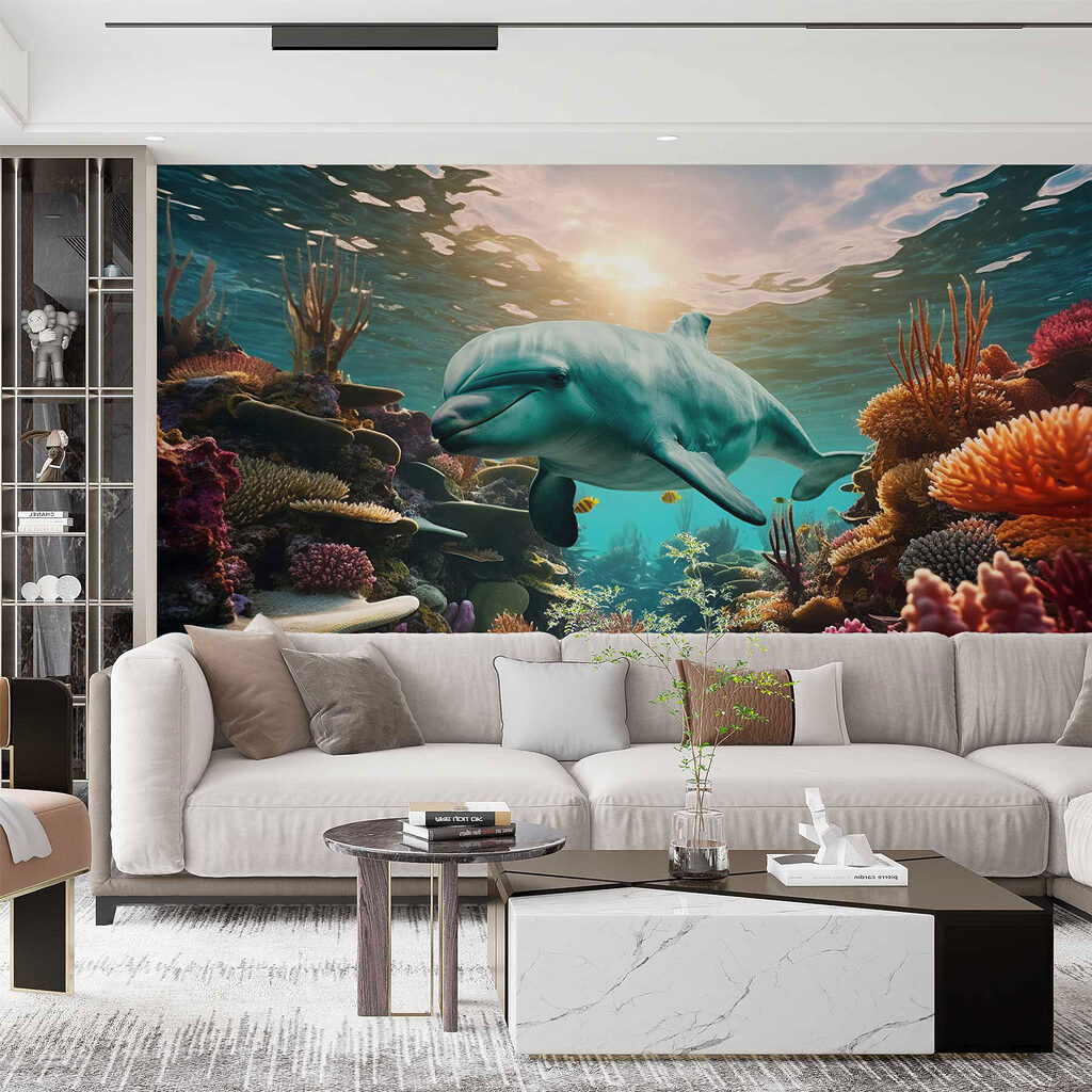 Dolphin among warm corals — interior 3