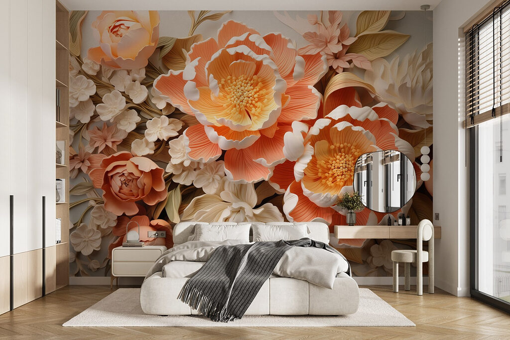 Peach flowers in relief — interior 2