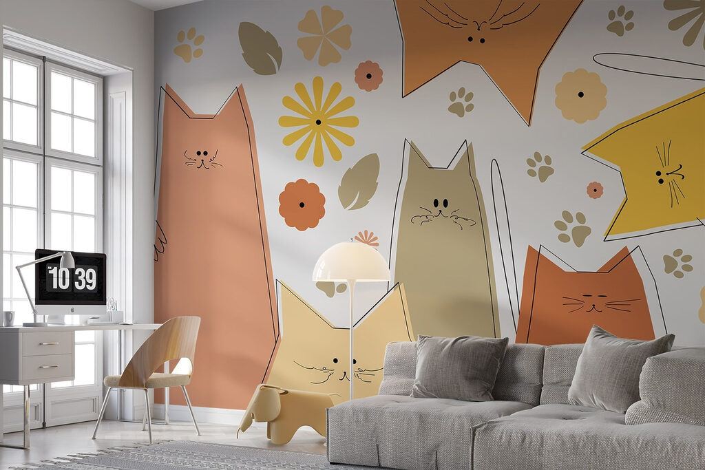 Cats between small flowers — interior 1
