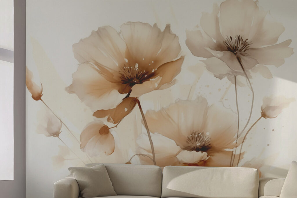 Sand-coloured watercolour flowers — interior 2