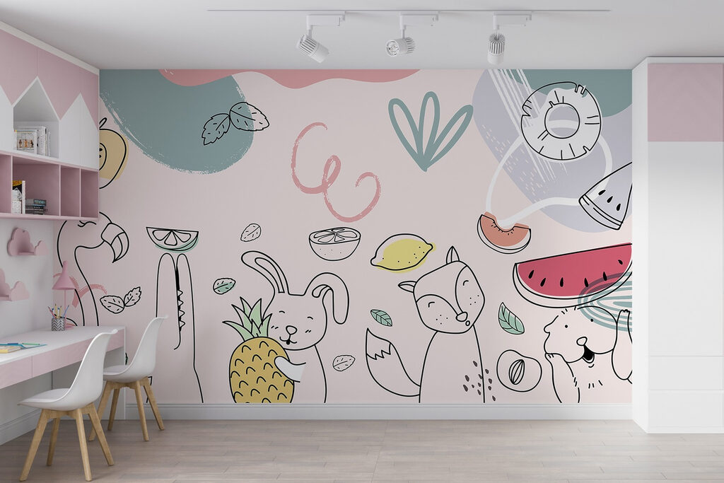 Flamingo Fruit Party in an interior