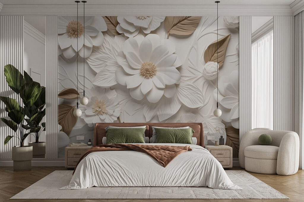 White flowers, relief effect — interior 2