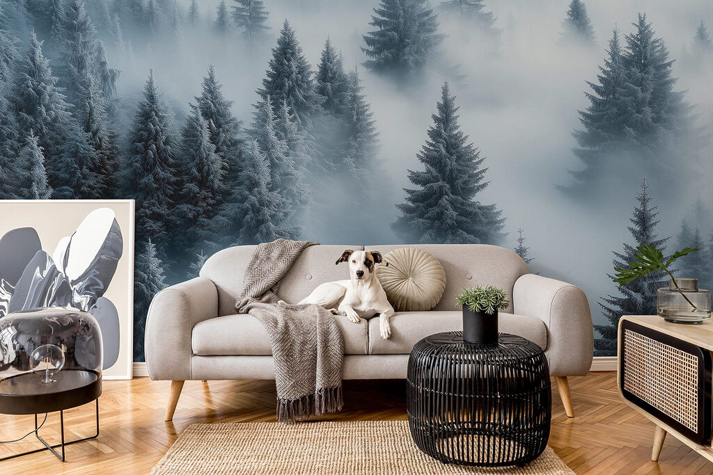Pines rising from mist — interior 2