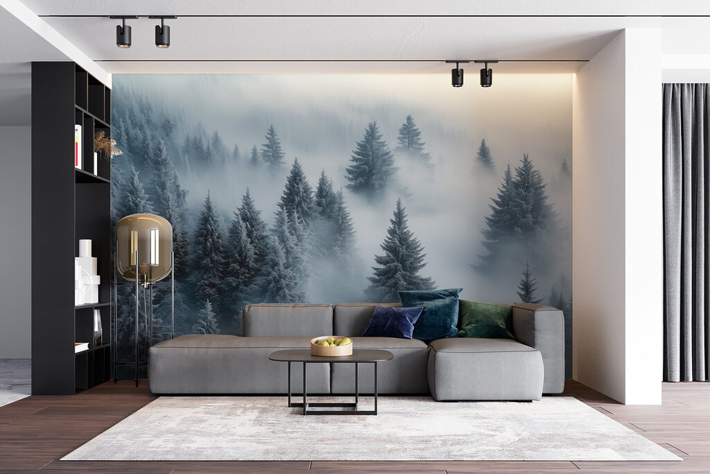 Pines rising from mist — interior 3