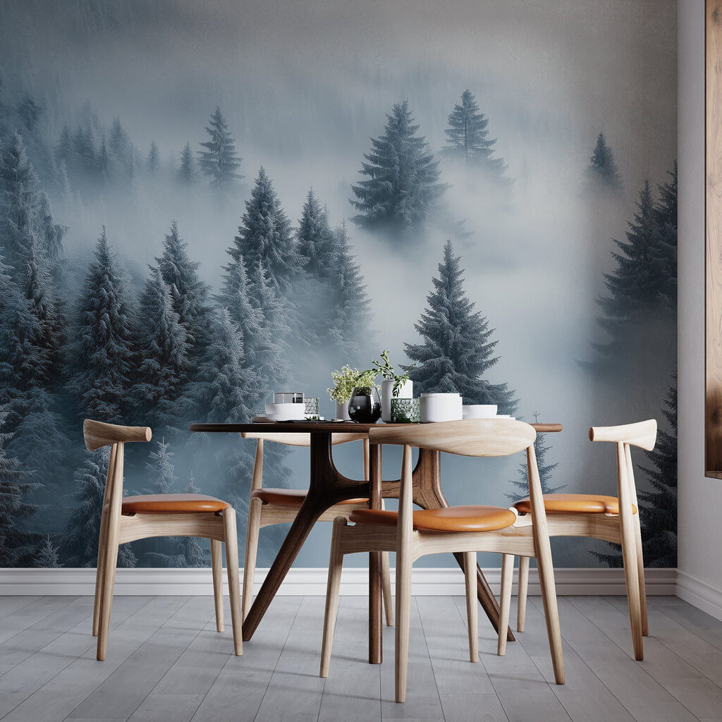 Pines rising from mist — interior 4