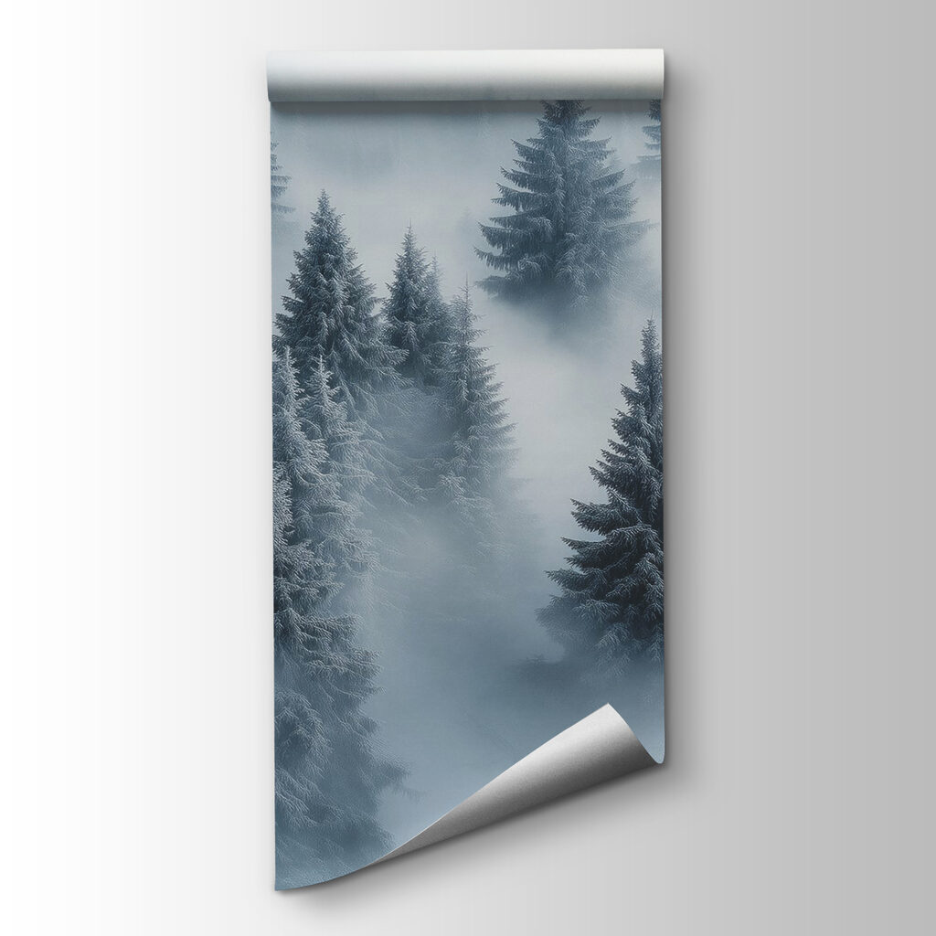 Pines rising from mist — product view