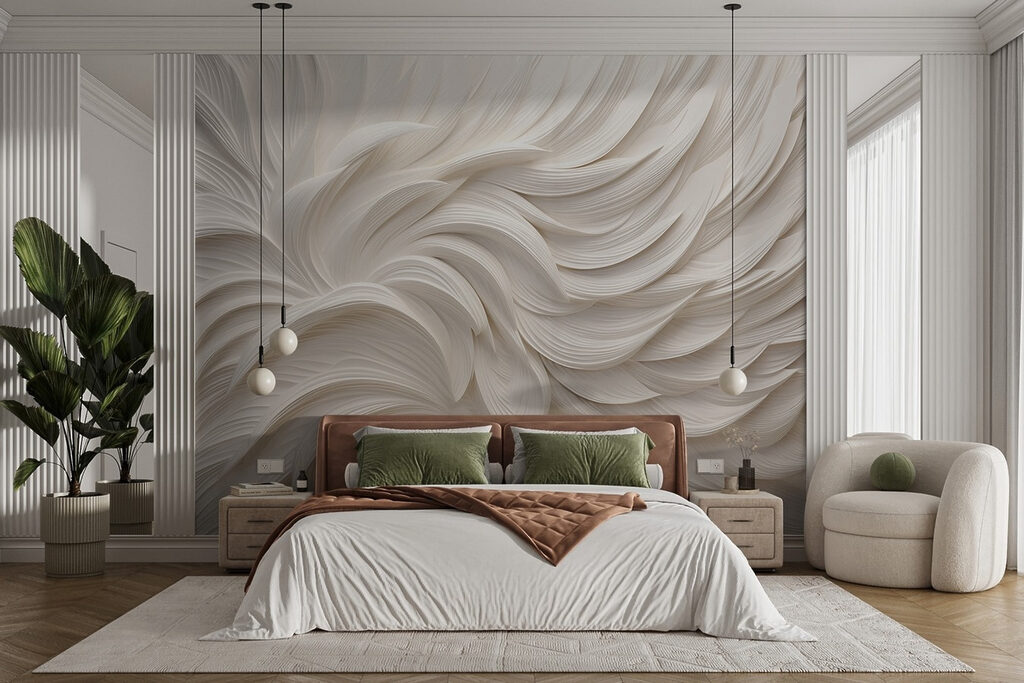 White layers fanning out — interior 1
