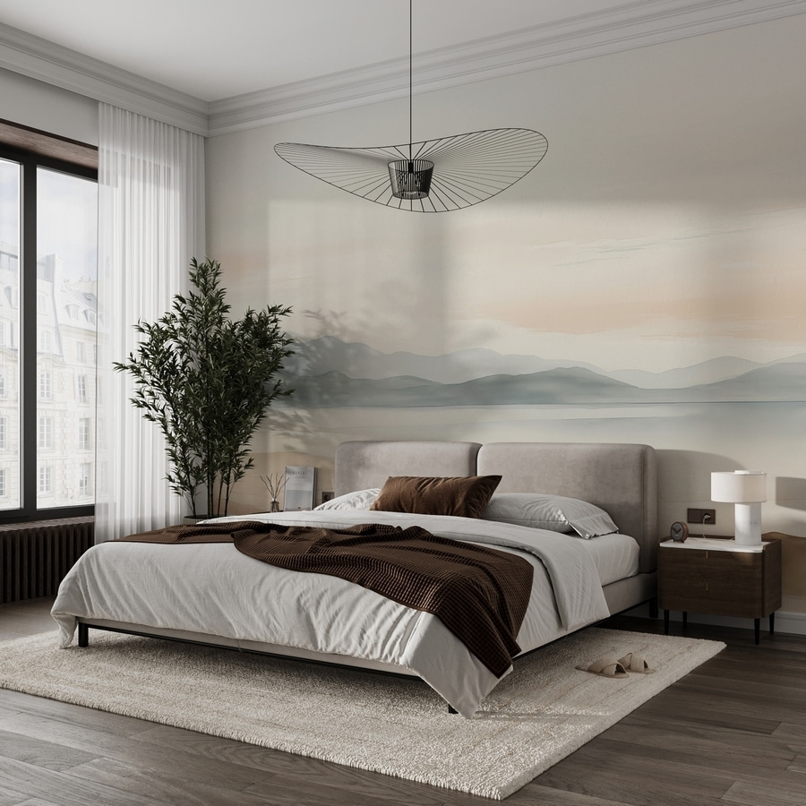 Lake before grey hills — interior 1