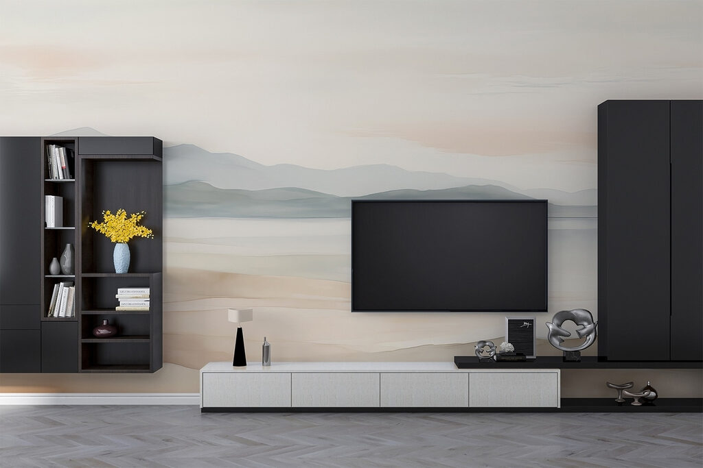 Lake before grey hills — interior 4