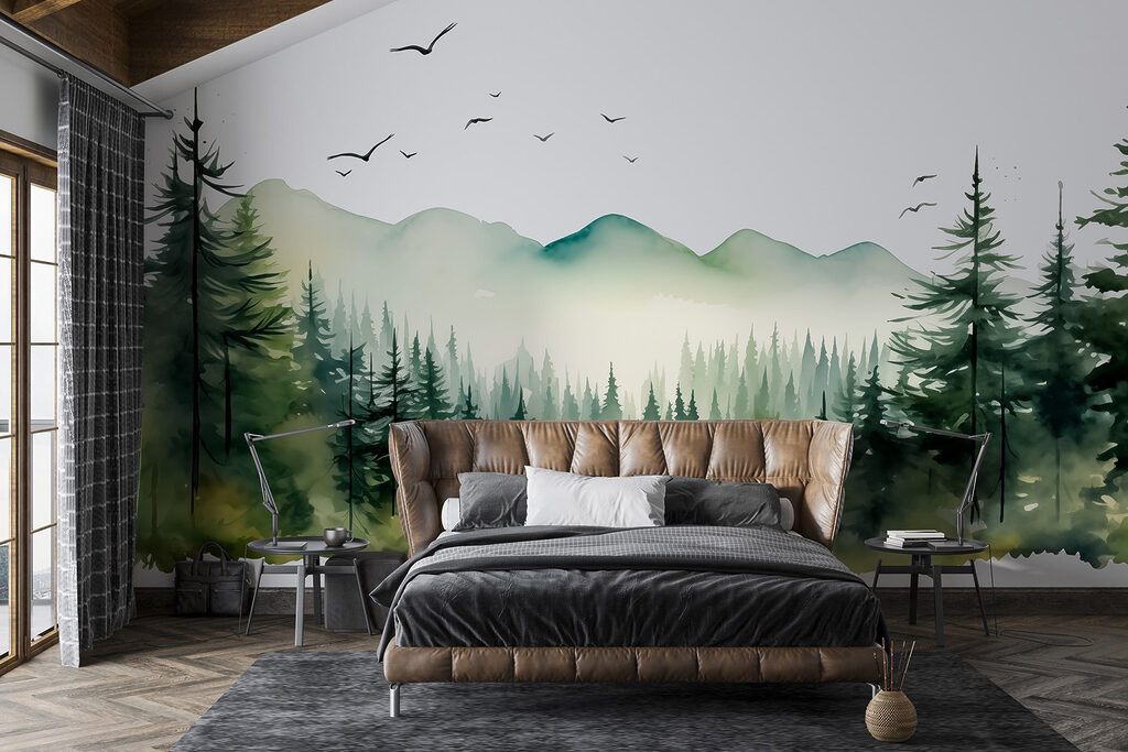 Watercolour Pine Valley in an interior