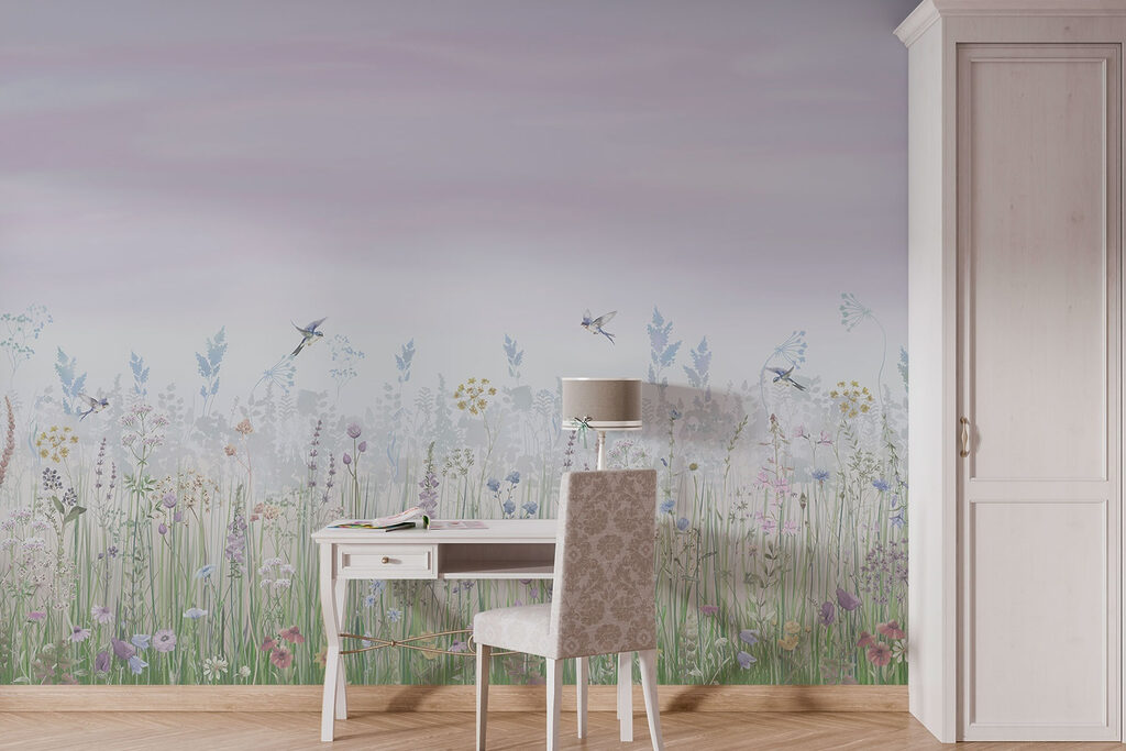 Birds Above the Meadow in an interior