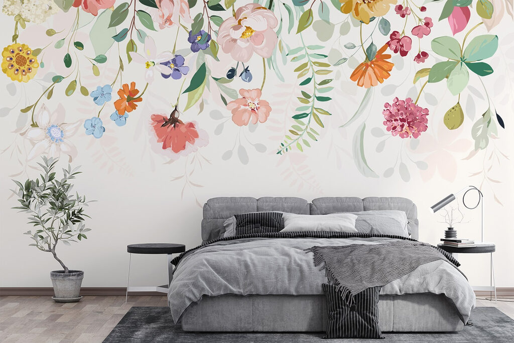 Colourful flowers drifting down — interior 1