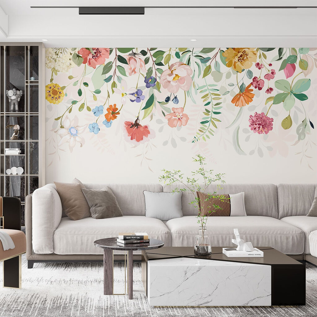 Colourful flowers drifting down — interior 2