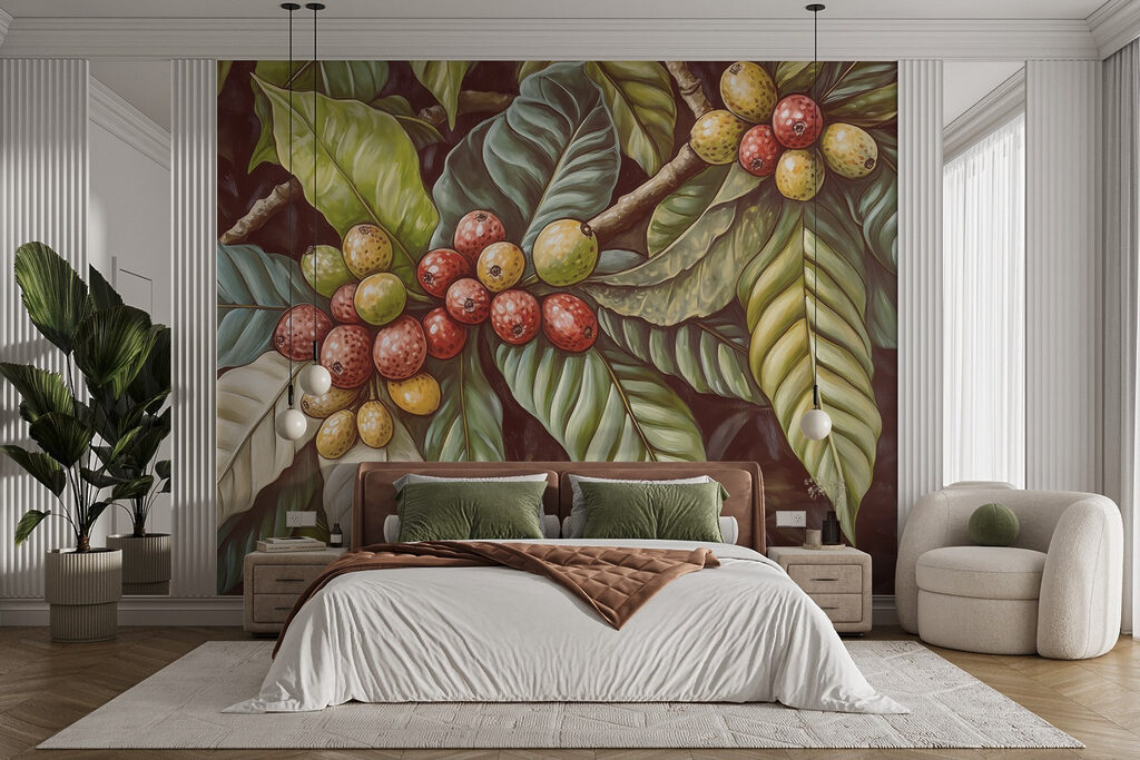 Coffee cherries and leaves — interior 2