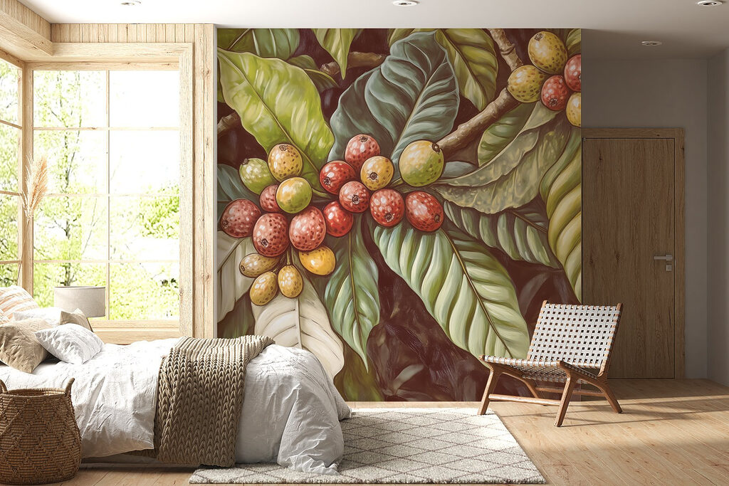 Coffee cherries and leaves — interior 3