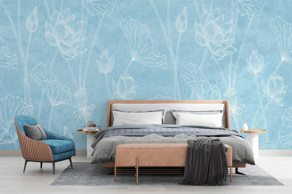 Fine white flower lines — interior 1