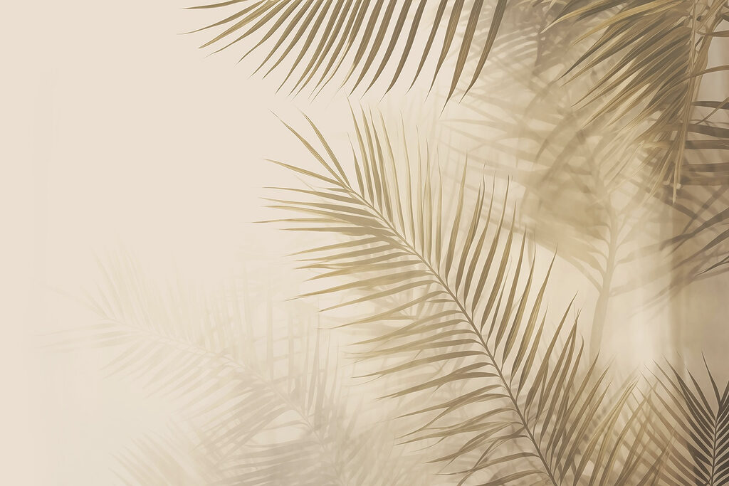 Palm fronds, soft shadows — full design