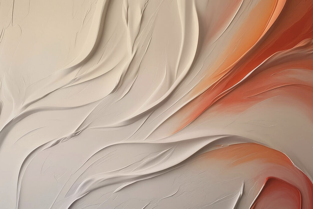 Cream layers, terracotta folds — full design