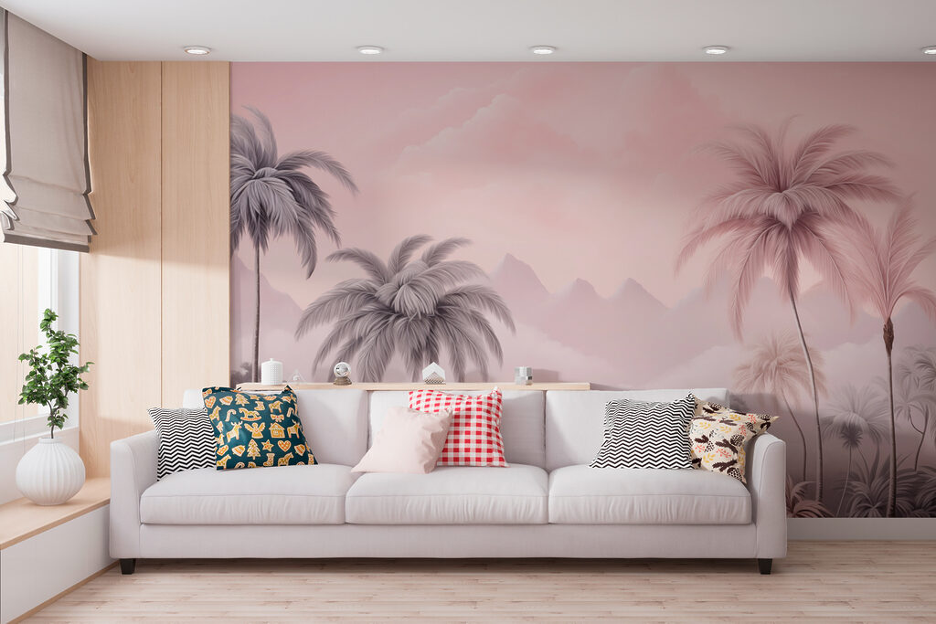 Palms in pink haze — interior 1