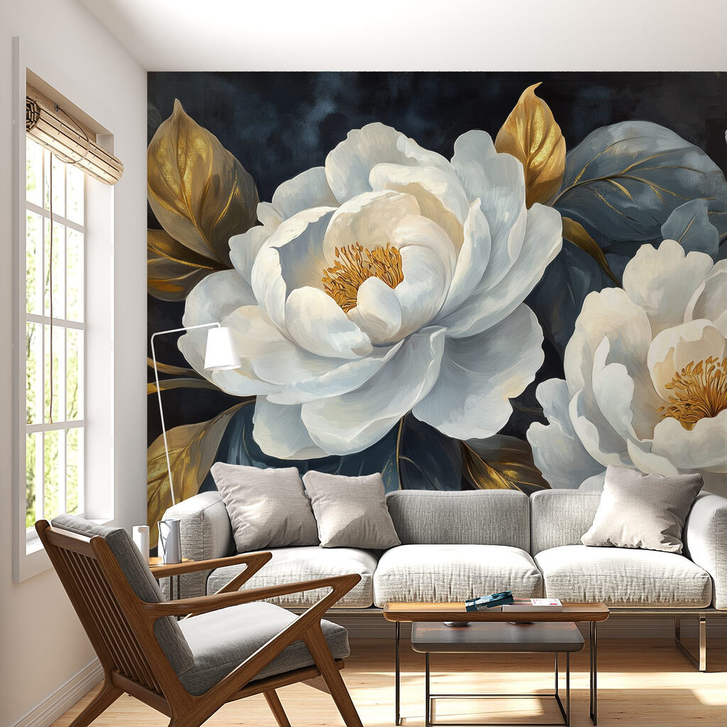 Peonies on night blue — interior 4