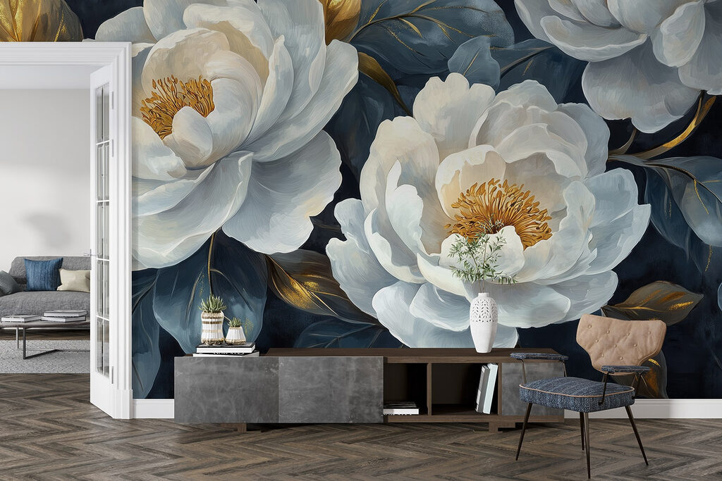 Peonies on night blue — interior 7