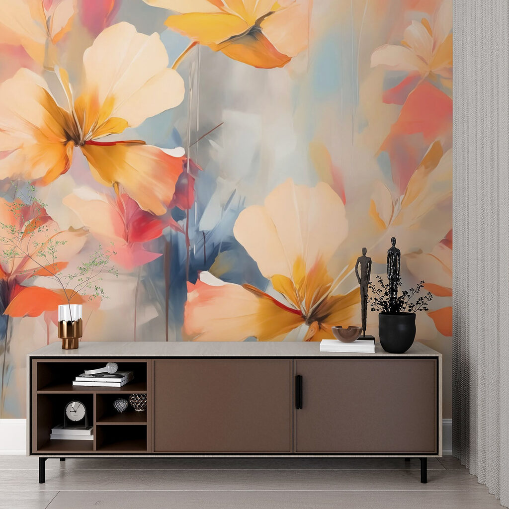 Orange flowers on blue — interior 2