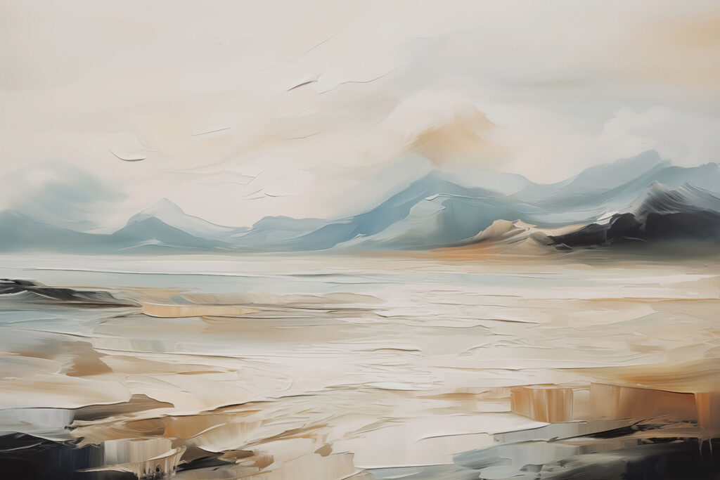 Quiet coast in brushstrokes — full design