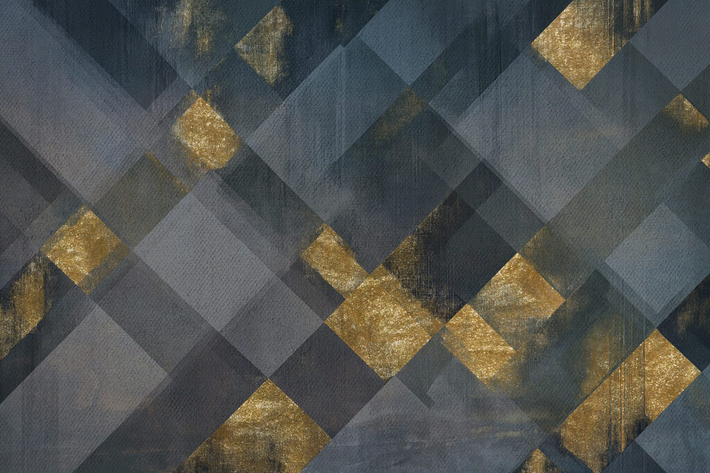Squares with gold accents — full design