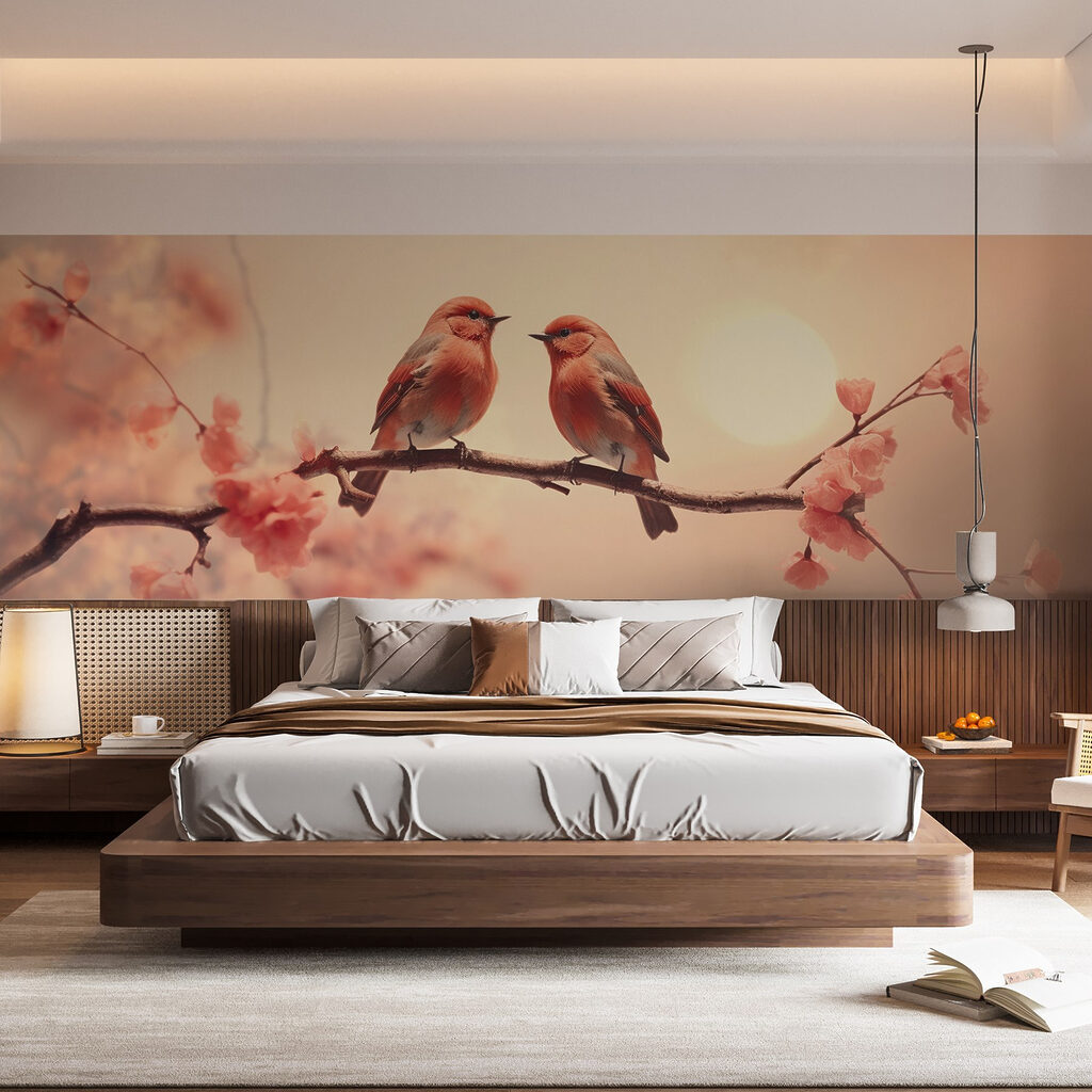 Two Birds at Sunset in an interior