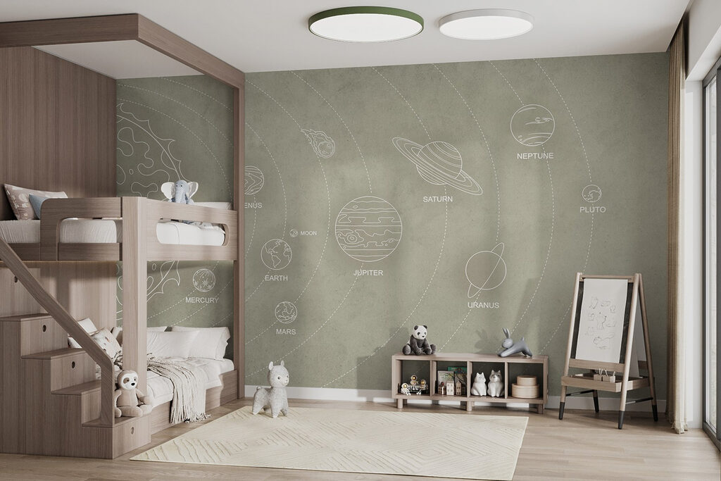 Solar system line art — interior 1