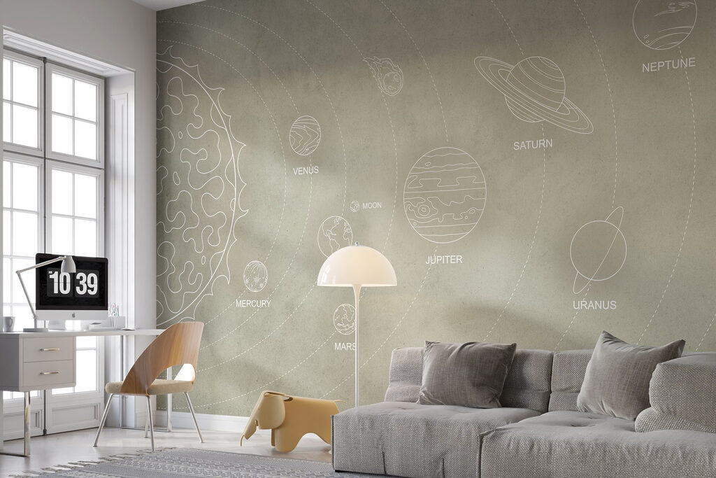 Solar system line art — interior 2