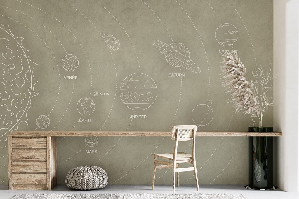 Solar system line art — interior 4