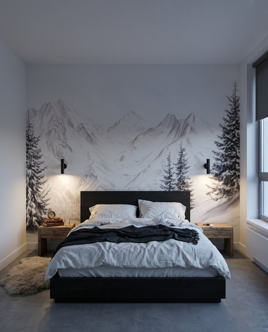 Winter Mountain Lines in an interior