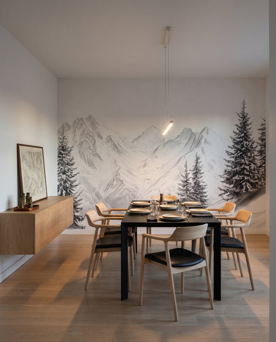 Winter Mountain Lines in an interior