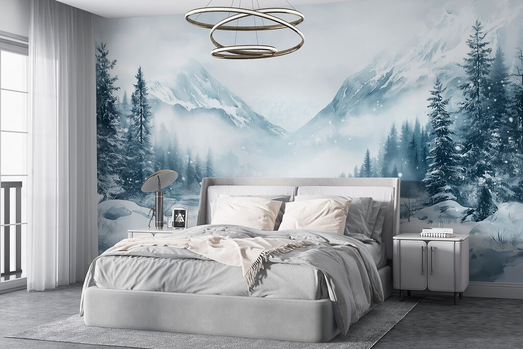 Frozen water between pines — interior 1