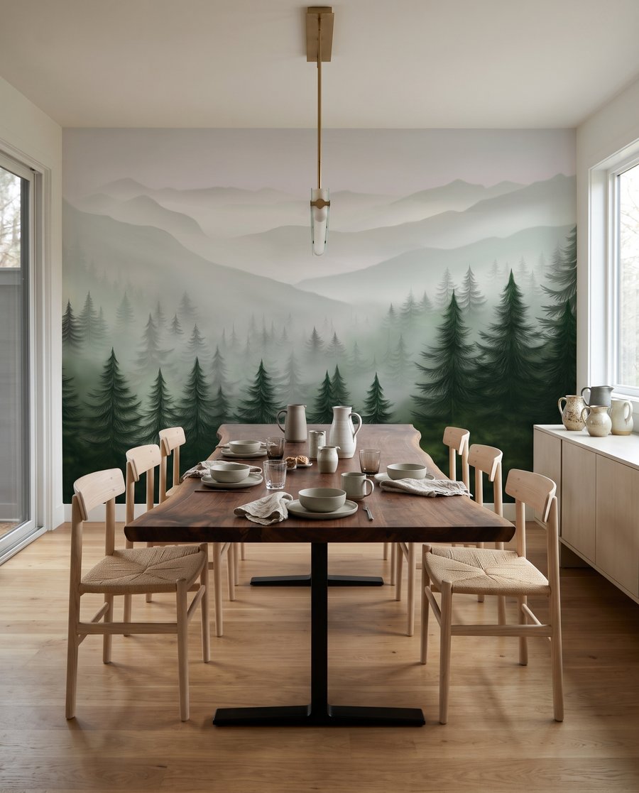 Pines fading into grey — interior 7
