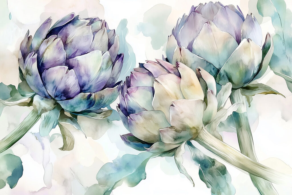 Artichokes in Watercolour — full design