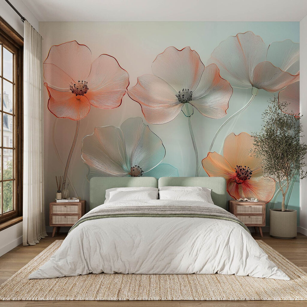 Translucent flowers on mint — interior 2