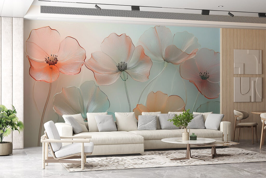 Translucent flowers on mint — interior 5